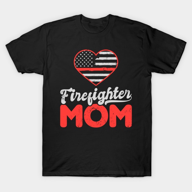 Proud Firefighter Mom Shirt | Heart Flag Gift T-Shirt by Gawkclothing